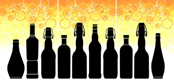 Illustrazione con bottiglie di diverse forme e dimensioni — Foto Stock
