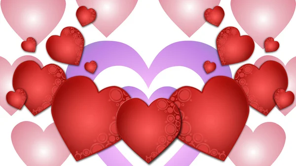 Bakgrund med röda hjärtan illustration — Stockfoto