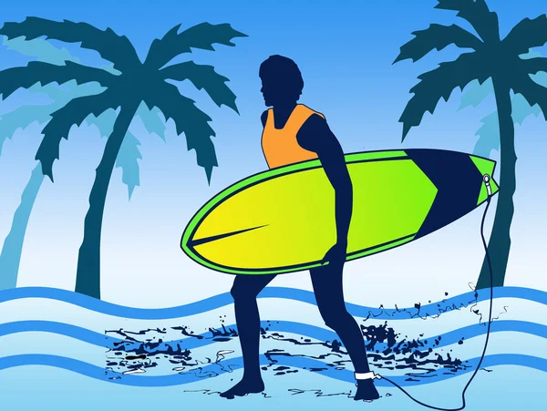 Чоловік серфінг на пляжі — стокове фото