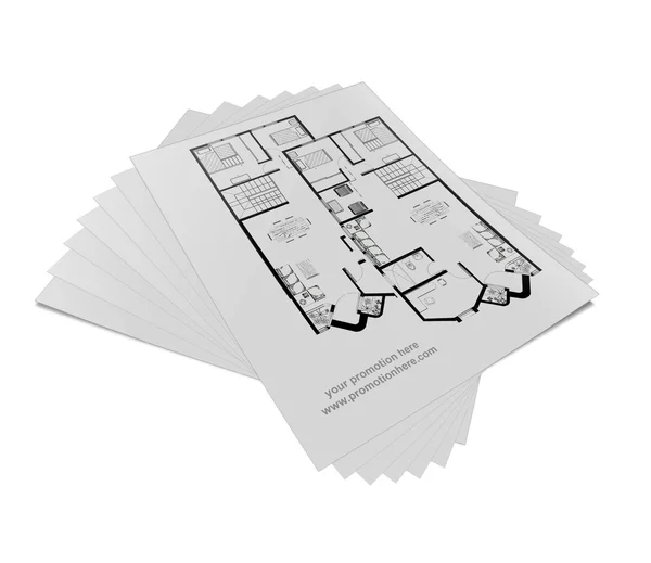 Buch, Notizblock, Notizbuch, mit Zeichnungen eines Hauses — Stockfoto