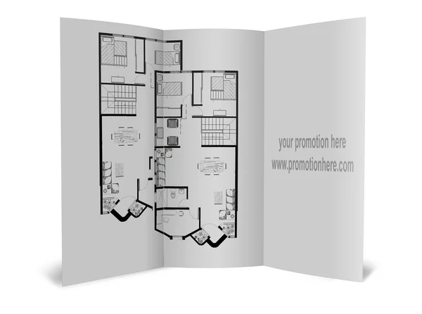 Brochure met tekeningen van een huis voor promotie — Stockfoto