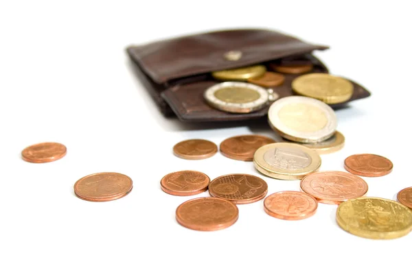 stock image Euro coins and wallet