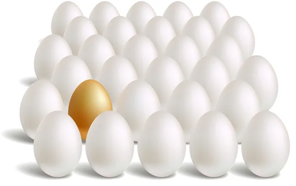 Weiße & einzigartige goldene Eier — Stockvektor