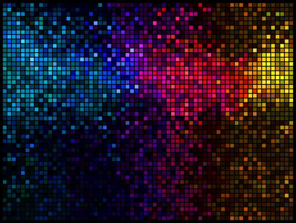 Multicolor abstract lights disco background. Square pixel mosaic — Stock Vector