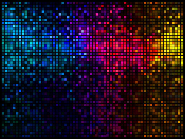Multicolor abstract lights disco background. Square pixel mosaic
