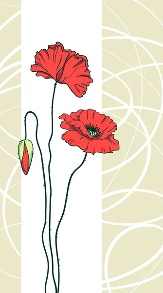 Red poppies floral background — Stock Vector