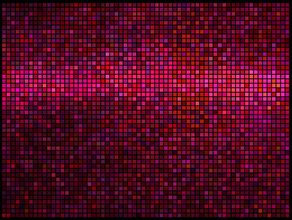 Multicolor abstract lights red disco background. Square pixel mo