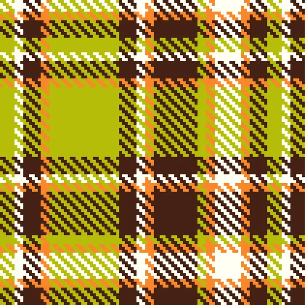 Seamless checkered green orange brown vector pattern — Stock Vector