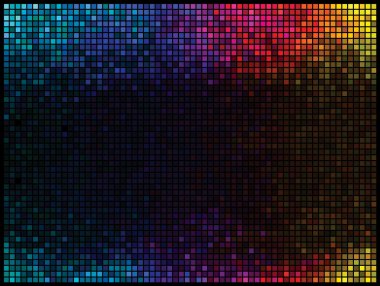 Multicolor abstract lights disco background. Square pixel mosaic clipart