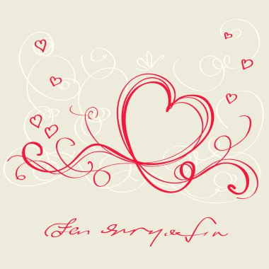 Heart red ribbon. Valentine`s day card clipart