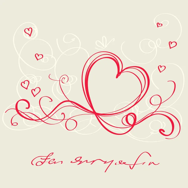 Cinta roja del corazón. Tarjeta de San Valentín — Vector de stock