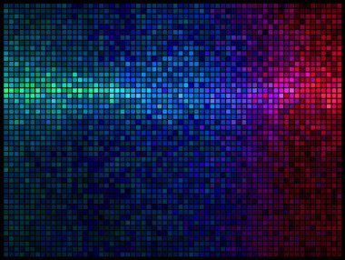 Multicolor abstract lights disco background. Square pixel mosaic clipart
