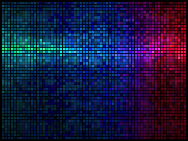 Lumières abstraites multicolores fond disco. Mosaïque de pixels carrés — Image vectorielle