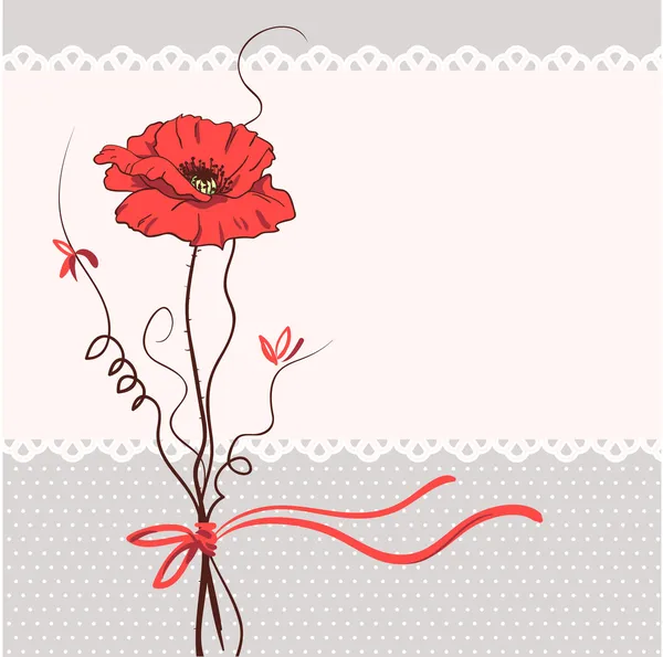 Vermelho papoila floral cartão fundo — Vetor de Stock