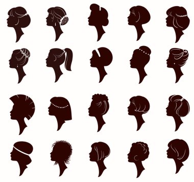 Hairstyles big set of black hair styling for woman clipart