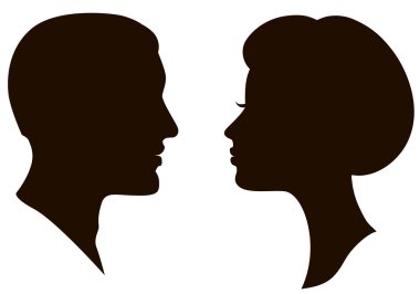 Man and woman faces vector profiles