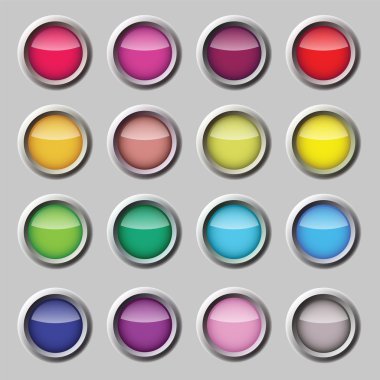 Varicoloured button vector web set clipart