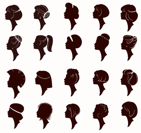 对女人的黑头发造型发型大集合 — 图库矢量图片#