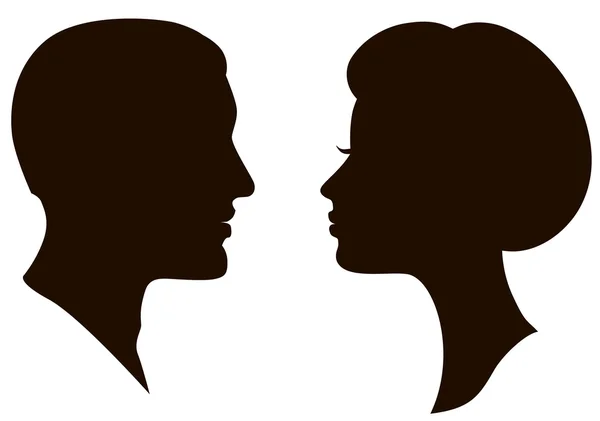 Man and woman faces vector profiles — Stock Vector
