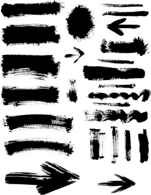 Grunge blots, spots, frame and arrows clipart