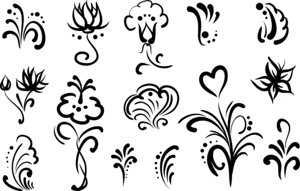 Elementos florales para diseño, juego — Archivo Imágenes Vectoriales
