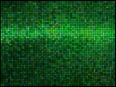 Multicolor abstract lights green disco background. Square pixel clipart