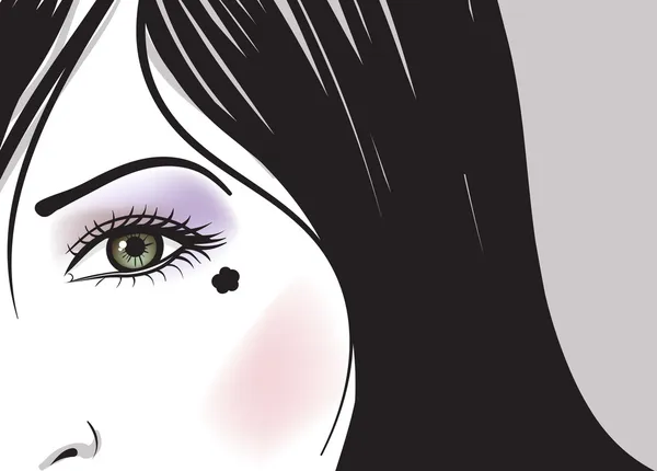 Menina verde olho parte de rosto vetor ilustração — Vetor de Stock