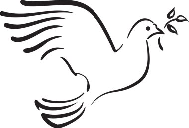 Vector white dove with branch clipart