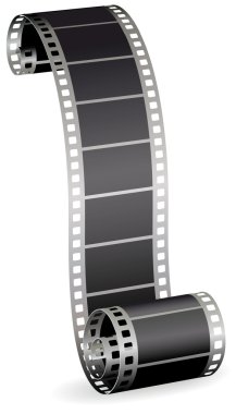 Twisted film strip roll for photo or video on white background v clipart