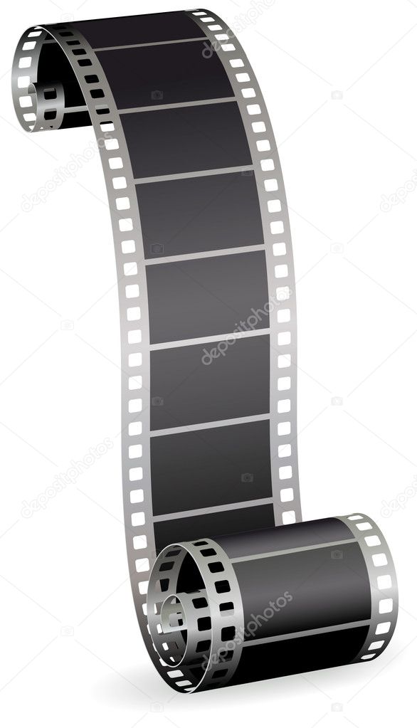 Twisted film strip roll for photo or video on white background v