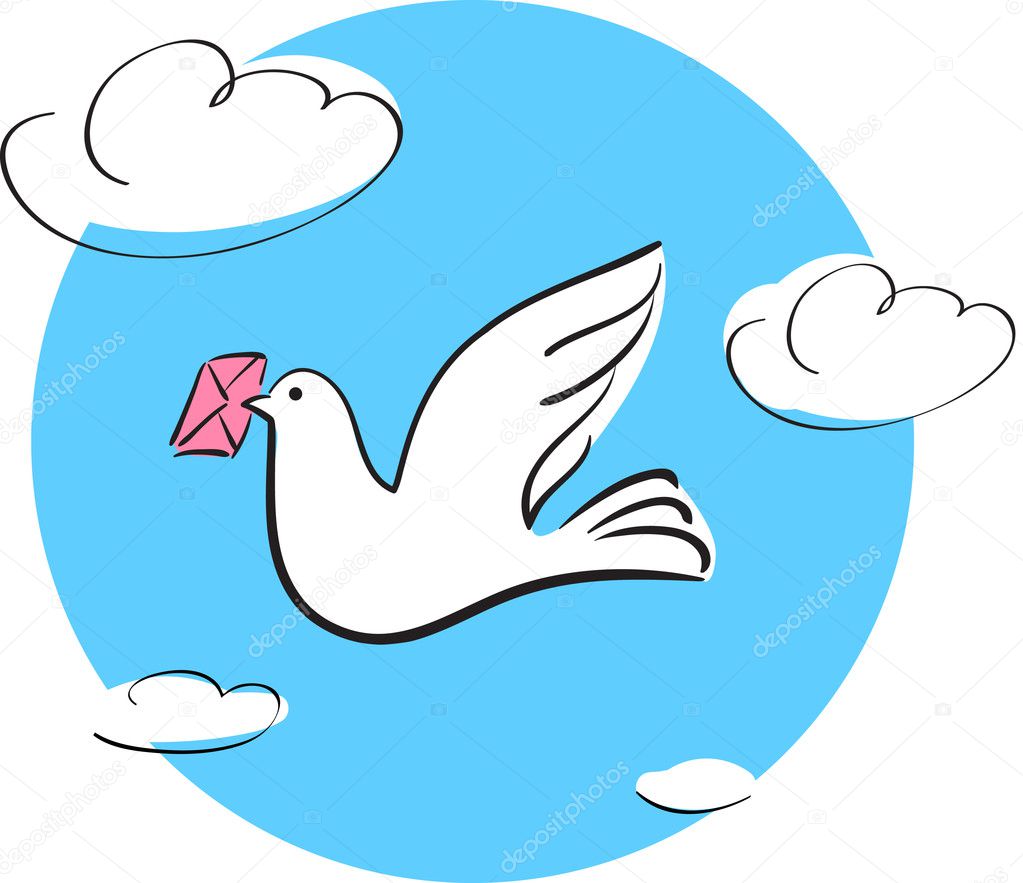 Dove with letter, vector illustration