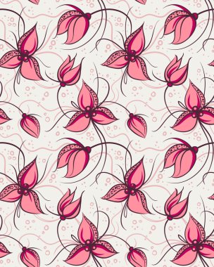 Seamless pattern red orchid flowers clipart