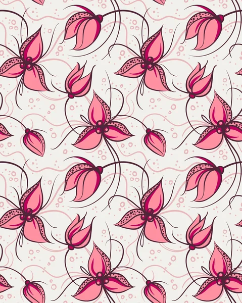 Seamless pattern red orchid flowers — Stock Vector