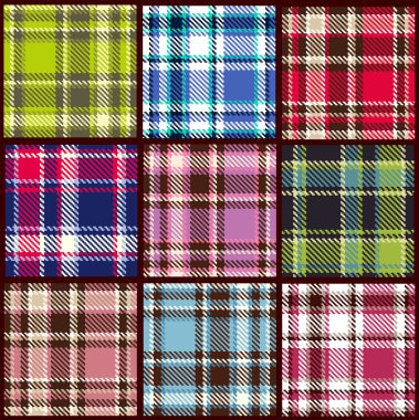 Set of seamless checkered vector pattern clipart