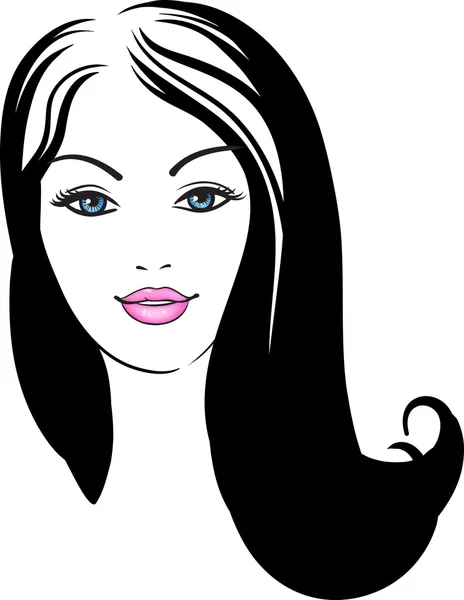 Kız yüz moda vektörel simgesi — Stok Vektör