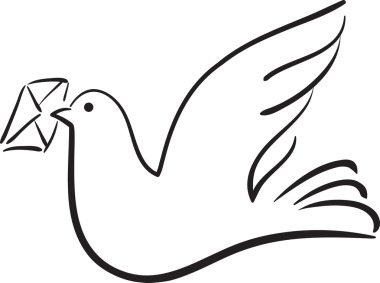 Dove with letter, vector illustration clipart