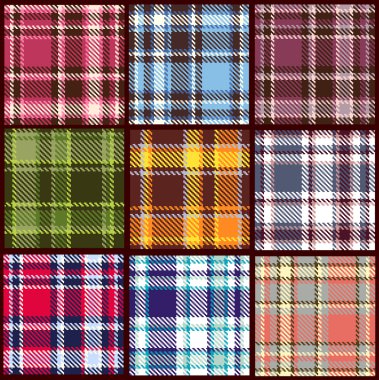 Set of seamless checkered vector pattern clipart