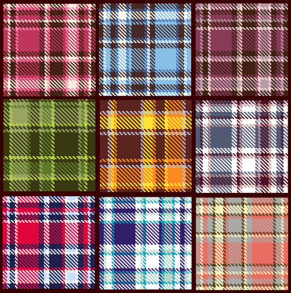 Set of seamless checkered vector pattern
