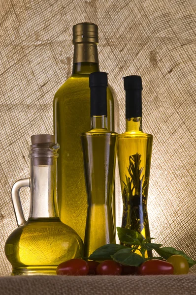 Olive oil bottles — Stock Photo, Image
