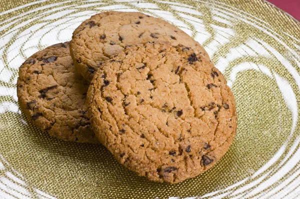 Čokoládové sušenky na talíři — Stock fotografie