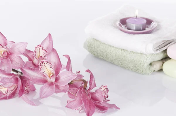 Spa concept still life with orchid — Stock Photo, Image