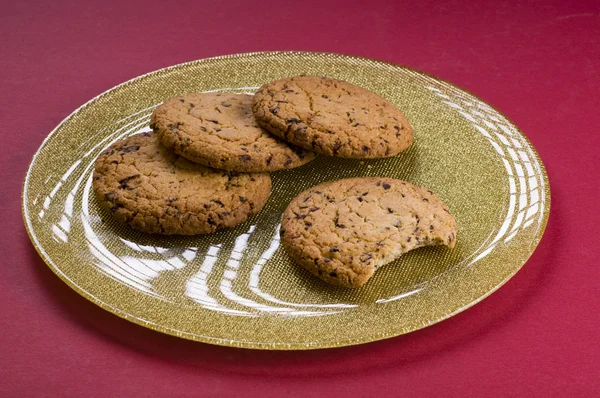 盘子里的巧克力饼干 — 图库照片
