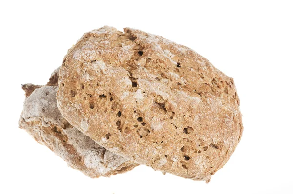 Beyaz arka plan üzerinde taze ekmek yemek — Stok fotoğraf