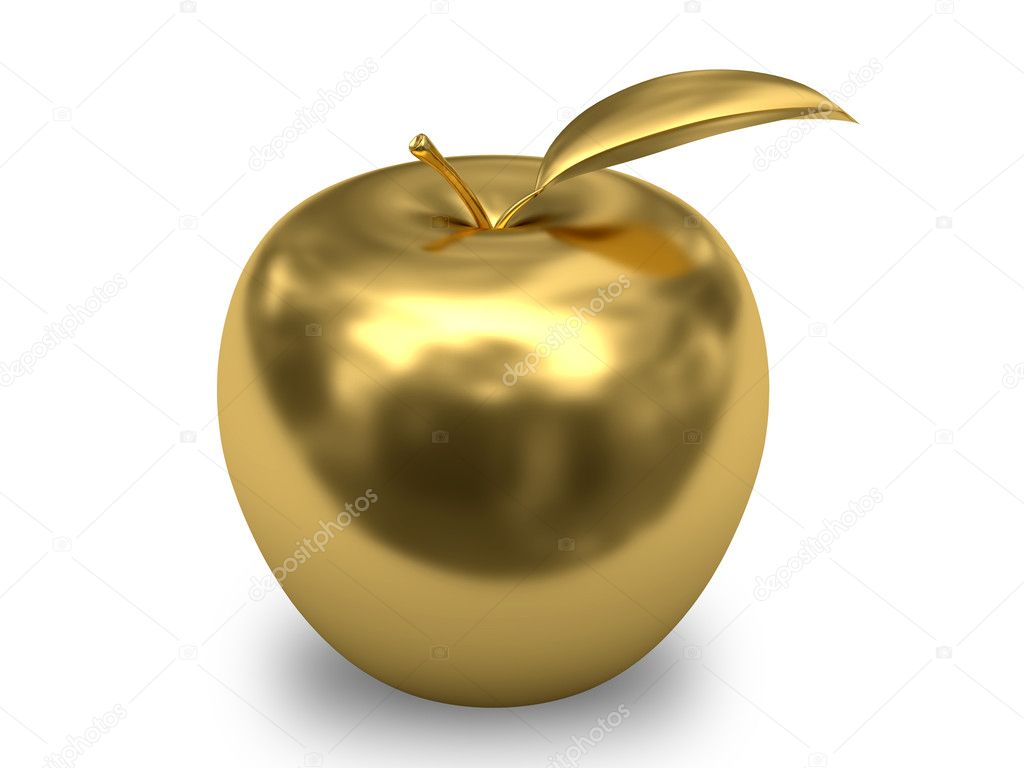 Golden Apple On White Background Stock Photo Image By C Madbit
