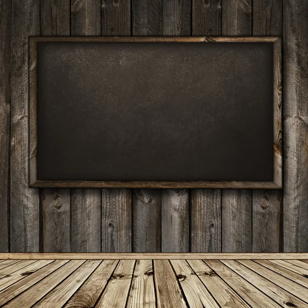 Schoolbord in houten interieur — Stockfoto