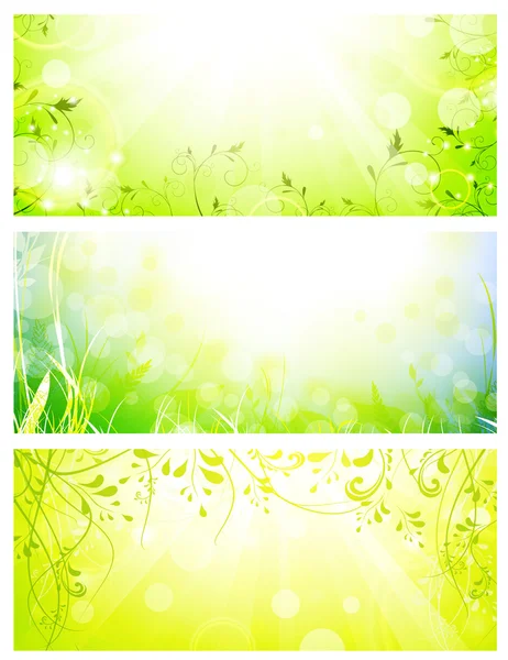 緑の新鮮な日当たりの良いバナー — ストックベクタ