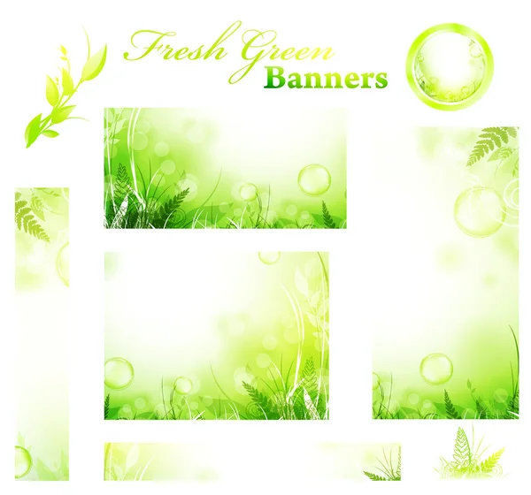 Bandeiras verdes frescas ensolaradas —  Vetores de Stock