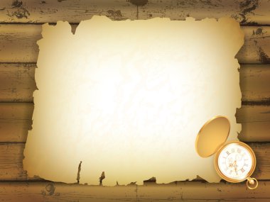 Old paper at wooden background clipart