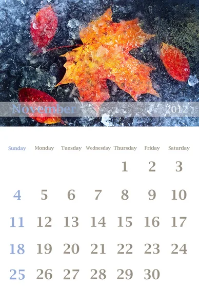 Calendario 2012, novembre — Foto Stock