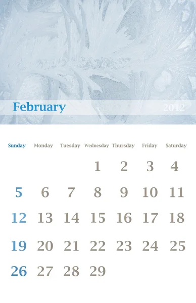 Calendario 2012, febrero — Foto de Stock